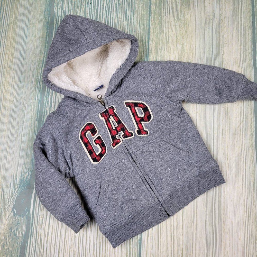 GAP cozy sherpa lined hooded full zip jacket
